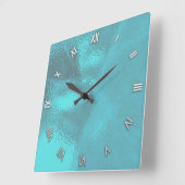 Aqua Blue Glass look Wall Clock Vierkante Klok (Hoek)