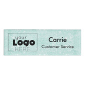 Aqua Blue Glitter Business Logo Naam medewerker Ta Naambadge (Voorkant)