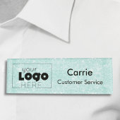 Aqua Blue Glitter Business Logo Naam medewerker Ta Naambadge