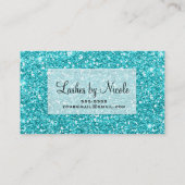 Aqua Blue Glitter Chic Glam Glitzy Salon Spa Visitekaartje (Achterkant)