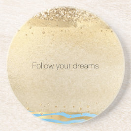 Aqua Blue Glitter Confetti Animal Print       Zandsteen Onderzetter