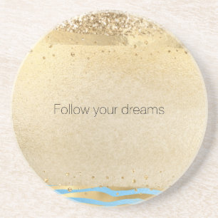 Aqua Blue Glitter Confetti Animal Print       Zandsteen Onderzetter