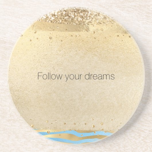 Aqua Blue Glitter Confetti Animal Print       Zandsteen Onderzetter (Voorkant)