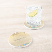 Aqua Blue Glitter Confetti Animal Print       Zandsteen Onderzetter (Zijkant)