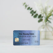 Aqua Blue Glitter Credit Kaart Cadeaubon Visitekaartje (Staand voorkant)