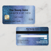 Aqua Blue Glitter Credit Kaart Cadeaubon Visitekaartje (Voorkant / Achterkant)