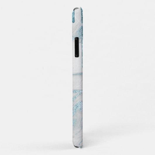 Aqua Blue Glitter Drives Monogrammed Case-Mate iPhone Case (Achterkant/rechts)