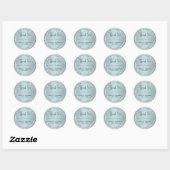 Aqua Blue Glitter en Silver - Hartelijk dank Ronde Sticker (Vel)