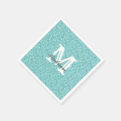 Aqua Blue Glitter en Sparkle Monogram Napkin Servet (Hoek)