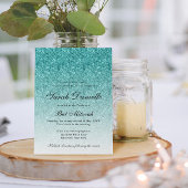 Aqua Blue Glitter Glam Bat Mitzvah Kaart