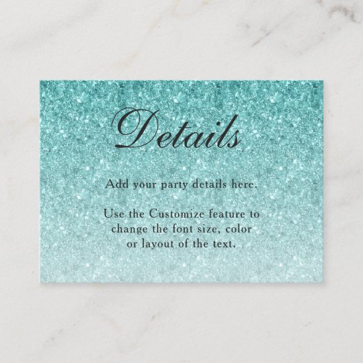 Aqua Blue Glitter Glam Behuizing Kaart (Voorkant)