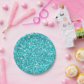 Aqua Blue Glitter Glam Custom Party Papieren Bordje (Feest)