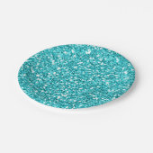 Aqua Blue Glitter Glam Custom Party Papieren Bordje (Gekanteld)