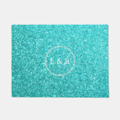 Aqua Blue Glitter met witte details Deurmat (Voorkant)