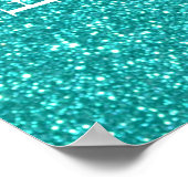 Aqua Blue Glitter met witte details Poster (Hoek)
