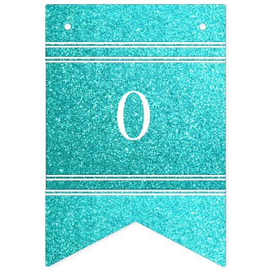 Aqua Blue Glitter met witte details Vlaggetjes (Tweede vlag)