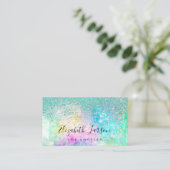Aqua Blue Glitter Opal Achtergrond Visitekaartje (Staand voorkant)