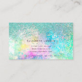 Aqua Blue Glitter Opal Achtergrond Visitekaartje (Achterkant)