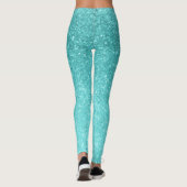 Aqua Blue Glitter Sparkle Girly Glam Mermaid Leggings (Achterkant)