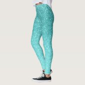 Aqua Blue Glitter Sparkle Girly Glam Mermaid Leggings (Links)