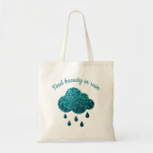 Aqua Blue glitter sparkles Rain Cloud quote Tote Bag (Voorkant)