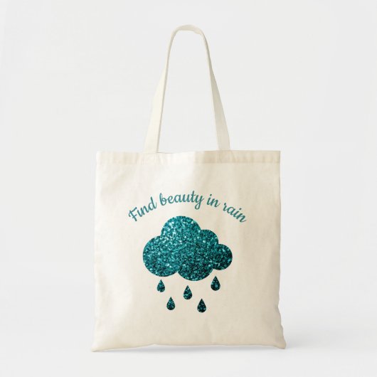 Aqua Blue glitter sparkles Rain Cloud quote Tote Bag (Voorkant)