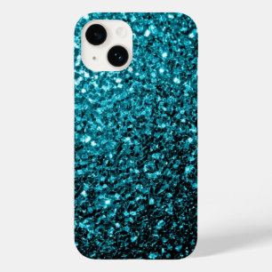 Aqua blue glitter sparters Case-Mate iPhone case