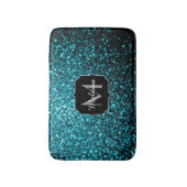 Aqua blue glitter sparters monogram badmat (Voorkant Verticaal)