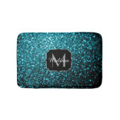 Aqua blue glitter sparters monogram badmat (Voorkant)