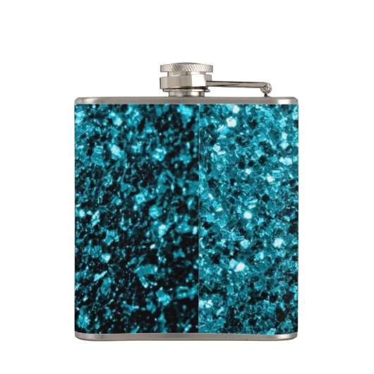 Aqua blue glitter sparters monogram heupfles (Achterkant)