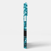 Aqua blue glitter sparters monogram iPhone hoesje (Rechterkant)