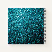 Aqua blue glitter sparters monogram notitieboek (Achterkant)