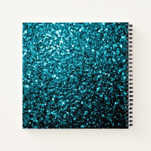 Aqua blue glitter sparters monogram notitieboek (Achterkant)