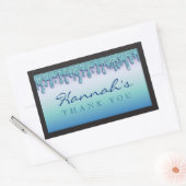 Aqua Blue Glitterende Sticker voor Babyfeestje (Envelop)