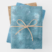 Aqua Blue Glitzy Glitter Peacock Feathers Inpakpapier Vel (In situ)