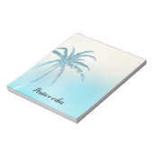 Aqua Blue Glitzy Sparkle Tropical Palm Tree Notitieblok (Linkerzijde)