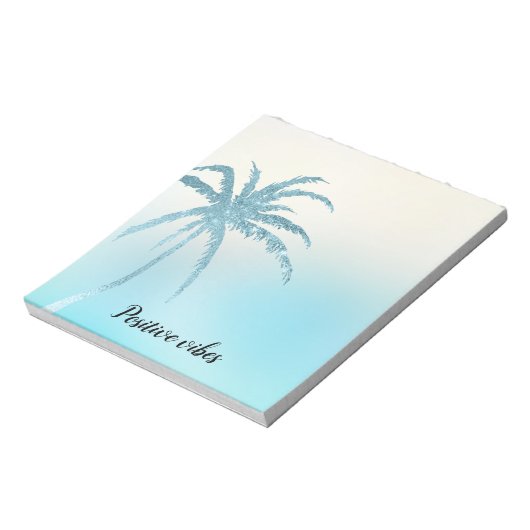 Aqua Blue Glitzy Sparkle Tropical Palm Tree Notitieblok (Linkerzijde)