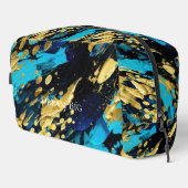 Aqua Blue Gold Abstract Toilettasje (Rechterhoek)