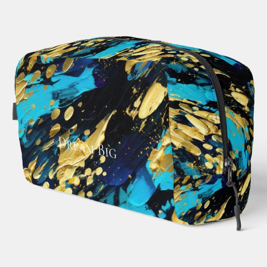 Aqua Blue Gold Abstract Toilettasje (Rechterhoek)