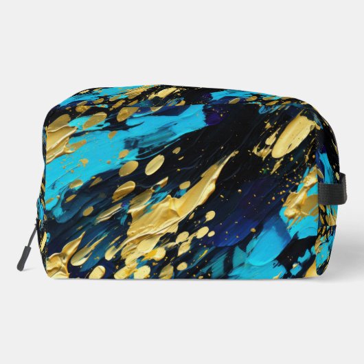 Aqua Blue Gold Abstract Toilettasje (Achterkant)