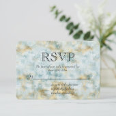 Aqua Blue Gold Abstracte RSVP Kaartje (Staand voorkant)