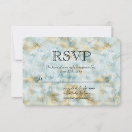 Aqua Blue Gold Abstracte RSVP Kaartje