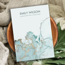 AQUA BLUE GOLD AGATE MARBLE BLANK HOLDER