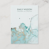 AQUA BLUE GOLD AGATE MARBLE EARRING DISPLAY CARD VISITEKAARTJE (Voorkant)