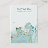AQUA BLUE GOLD AGATE MARBLE KETTING DISPLAY CARD VISITEKAARTJE (Voorkant)