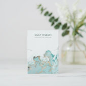 AQUA BLUE GOLD AGATE MARBLE KETTING DISPLAY CARD VISITEKAARTJE (Staand voorkant)