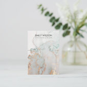 AQUA BLUE GOLD AGATE MARBLE KETTING DISPLAY CARD VISITEKAARTJE (Staand voorkant)