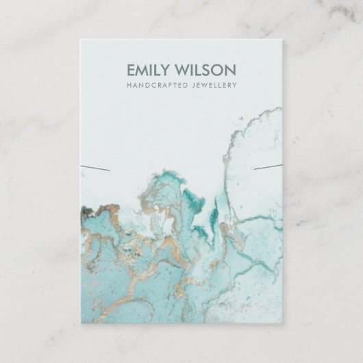 AQUA BLUE GOLD AGATE MARBLE KETTING DISPLAY CARD VISITEKAARTJE (Voorkant)
