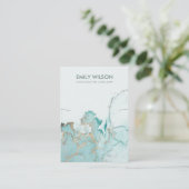 AQUA BLUE GOLD AGATE MARBLE KETTING DISPLAY CARD VISITEKAARTJE (Staand voorkant)