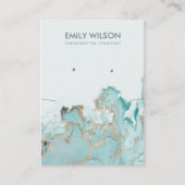 AQUA BLUE GOLD AGATE MARBLE STUD KETTING DISPLAY VISITEKAARTJE (Voorkant)